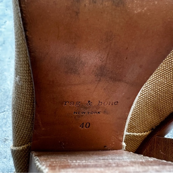 rag & bone Anthro Newbury tan canvas stacked heel ankle booties women’s 40 / 9.5 - Picture 8 of 8